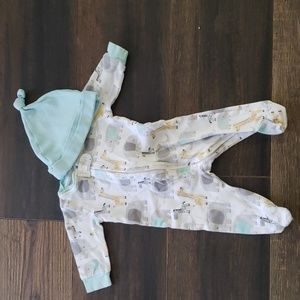 Koalababy brand, 0-3 months, animal theme pajamas w/ blue hat